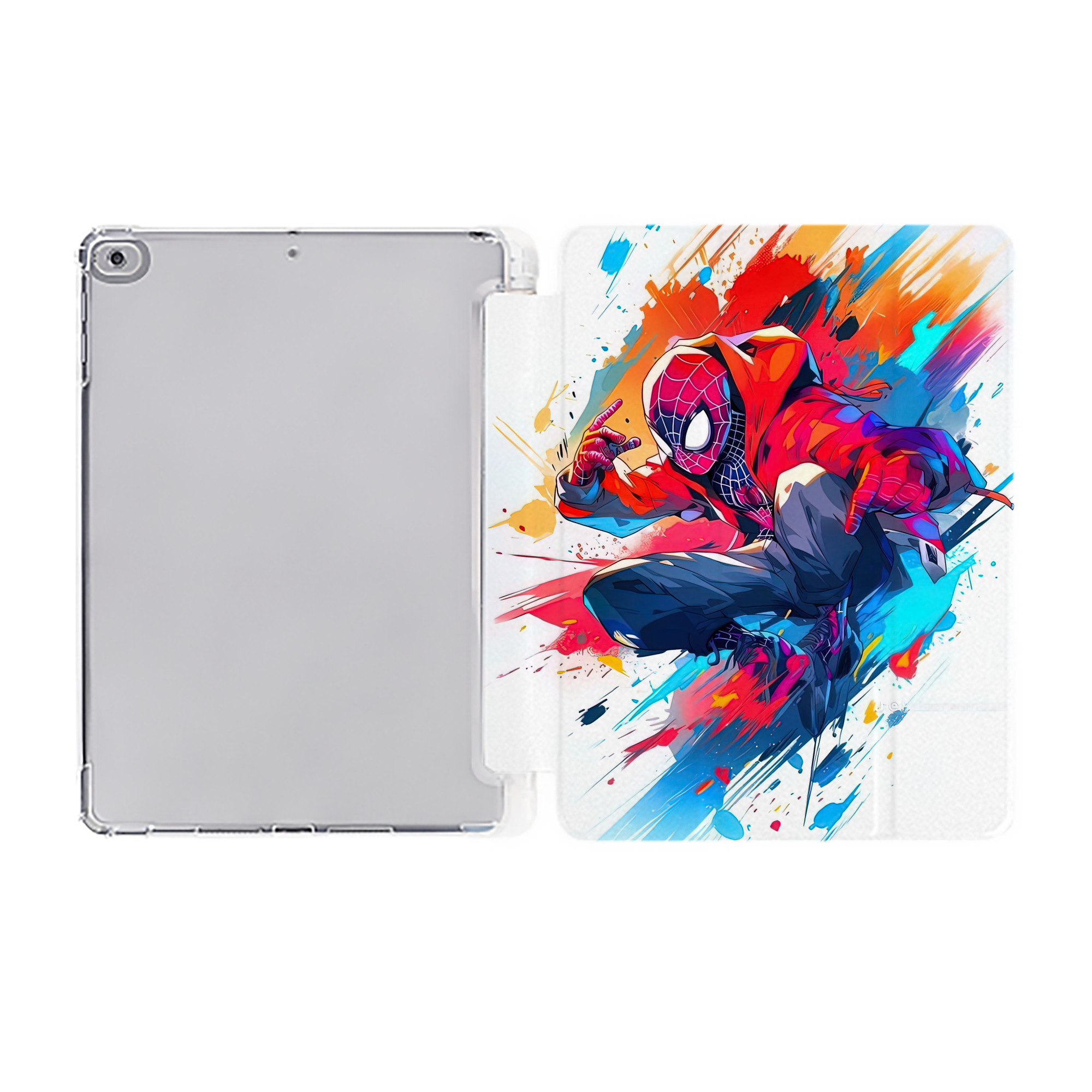 （画像用） Spider Man スパイダーマン IPad ケース ペン収納付き 三つ折りスタンド PUレザー×シリコン 対応機種9.5/10.5/10.9インチ